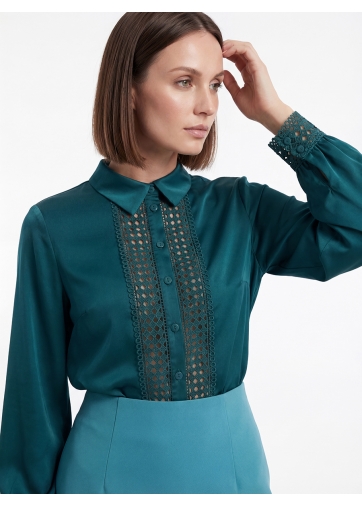 Блузка с кружевом OD-808-3 зеленый