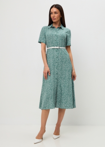 Платье-халат OD-873-3 веточки на зеленом
