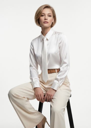 Блузка с галстуком  OD-881-4 белый