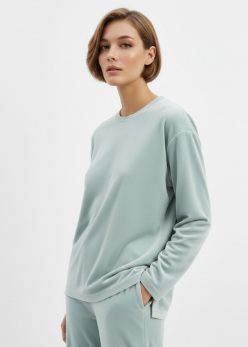 Костюм из велюра со съемным капюшоном и резинкой в комплекте OD-1009-2 зеленый