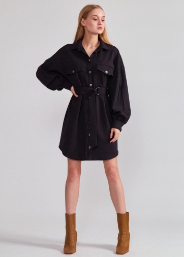 Платье-рубашка OD-614-2 вельвет темно-серый