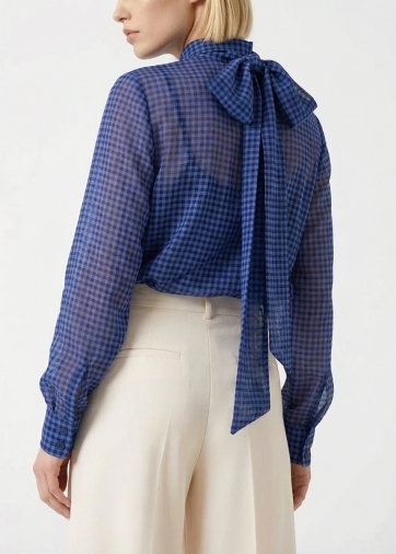 Блузка из органзы в клетку OD-984-1 фиолетовый с черным