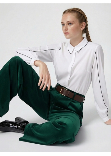 Блузка с контрасной строчкой OD-871-1 белый