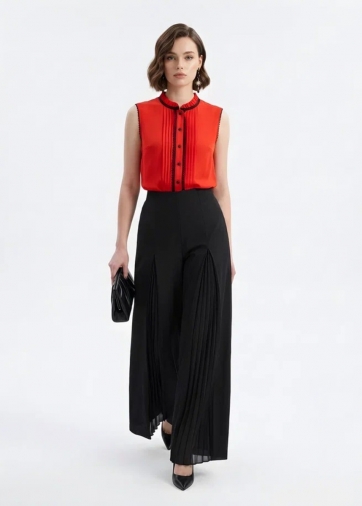 Блузка без рукавов с отделкой из тесьмы OD-973-3 красный