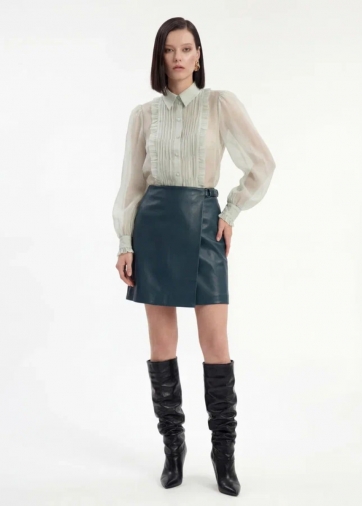 Юбка на запах из эко-кожи OD-1003-2 зеленый