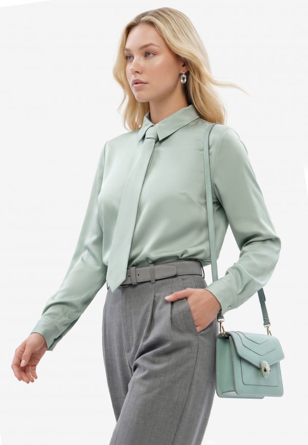 Блузка с галстуком  OD-881-5 ментол