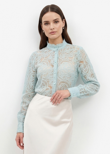 Блузка из кружевной ткани OD-977-4 бирюзовый