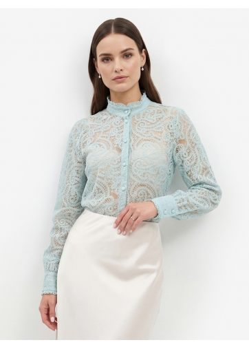 Блузка из кружевной ткани OD-977-4 бирюзовый