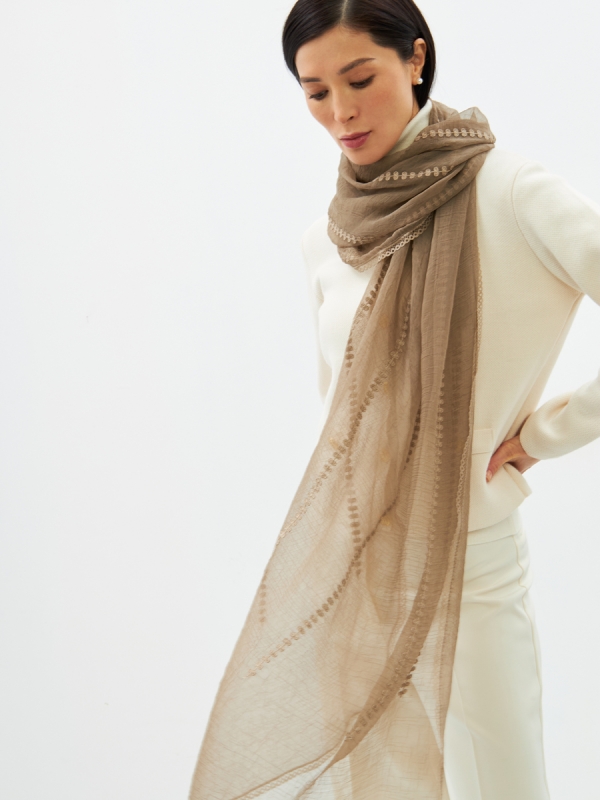 Палантин женский с вышивкой арт-деко BB-135-83