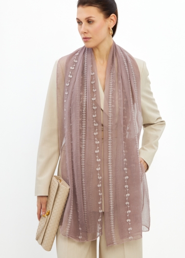 Палантин двусторонний с вышивкой арт-деко DRK-145-101