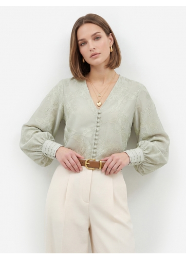 Блуза с вышивкой OD-987-3 полынь