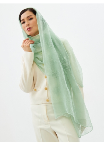 Палантин женский двусторонний с вышивкой Арт-деко