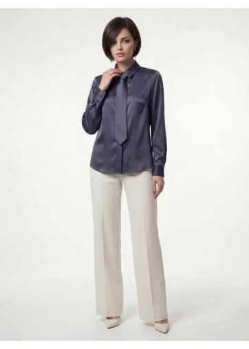 Блузка с галстуком графит