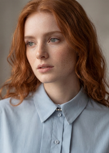 Рубашка со складками  OD-880-2 серо-голубой