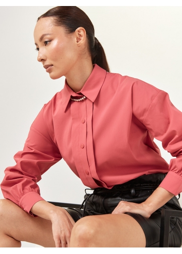 Рубашка со складками  OD-880-3 коралл