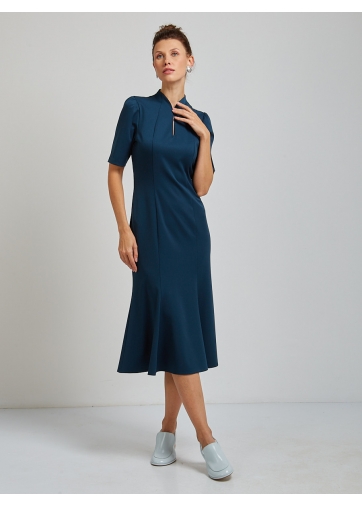 Платье воротник-капля OD-761-5 зеленый