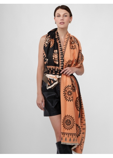 Палантин женский двусторонний с контрастным орнаментом RH10-241-1