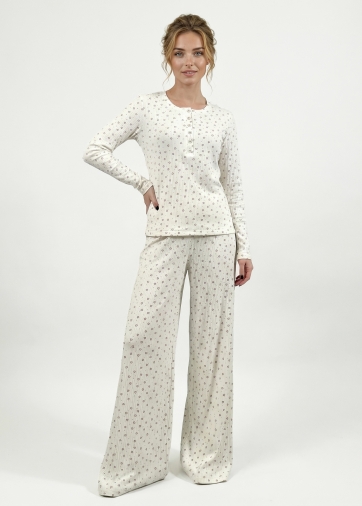 Пижама с принтом сердечки OD-1011-1 молочный