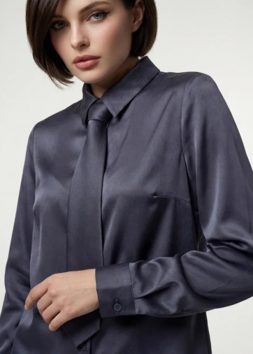 Блузка с галстуком графит