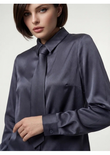 Блузка с галстуком графит
