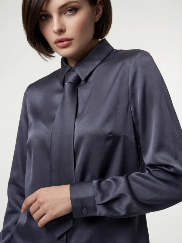 Блузка с галстуком графит