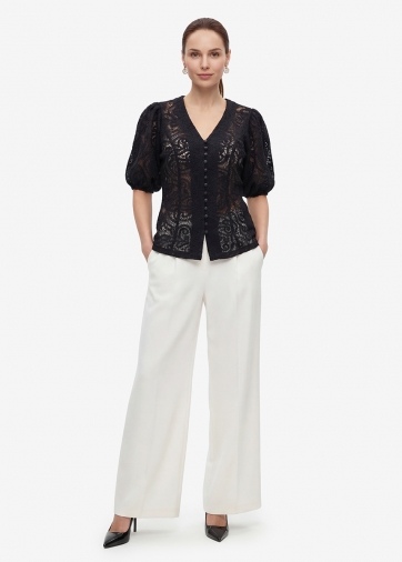 Блузка из кружева с коротким рукавом OD-1038-2 черный