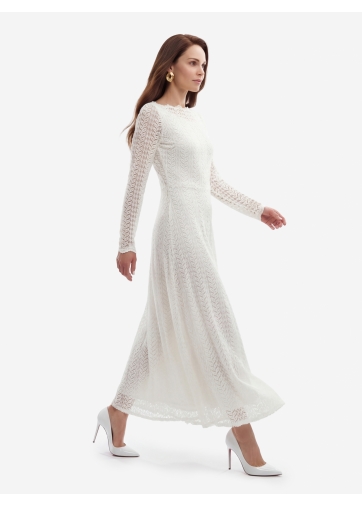 Платье из трикотажного кружева OD-904-4 белое
