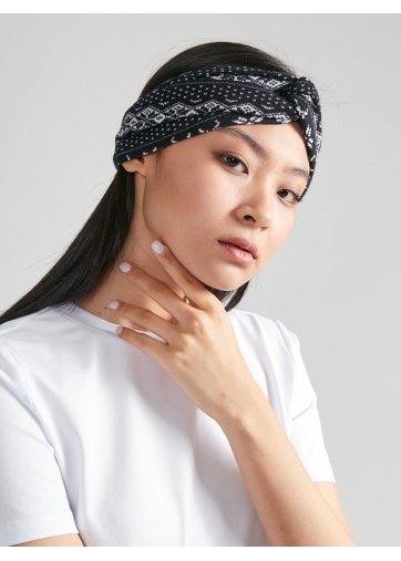 Повязка на голову PGT-01-2 Олени черно-белые