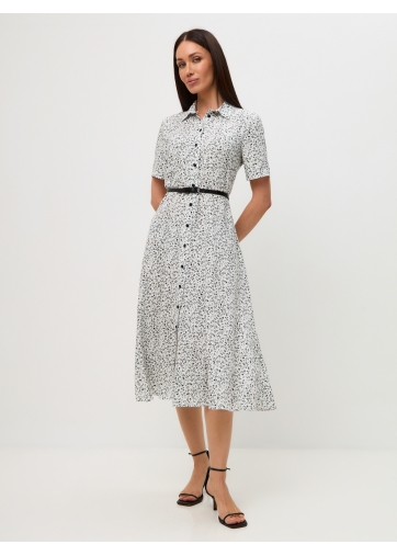 Платье-халат OD-873-2 веточки на белом