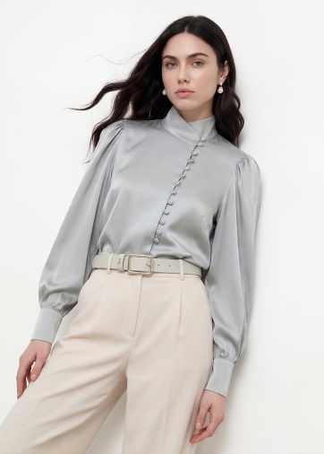 Блуза-косоворотка много пуговиц OD-550-18 полынь