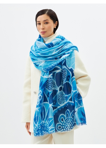 Палантин женский двусторонний с рисунком арт-деко D2H-135-4