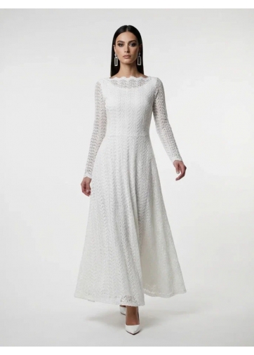 Платье из трикотажного кружева OD-904-4 белое