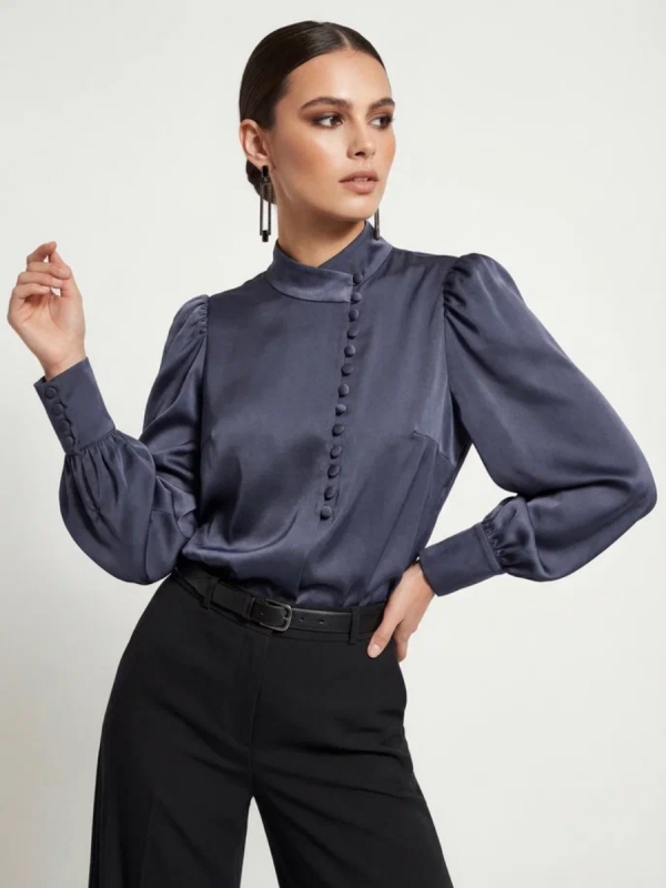 Блуза-косоворотка много пуговиц OD-550-19 графит