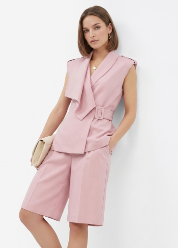Жилет на запах из костюмной ткани, розовый