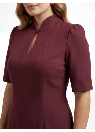 Платье воротник-капля OD-761-3  бордо