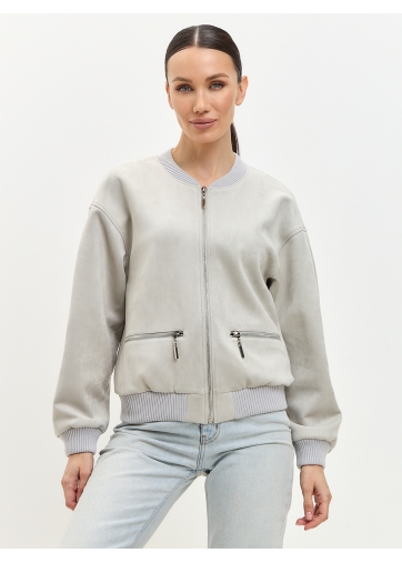 Бомбер из замши серый
