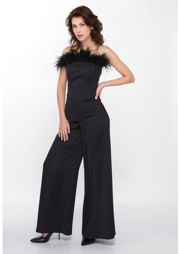 Брюки атласные черные OD-898-1