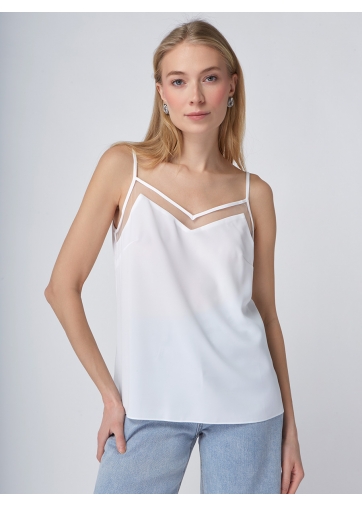 Топ с сеткой на бретелях OD-875-1 белый